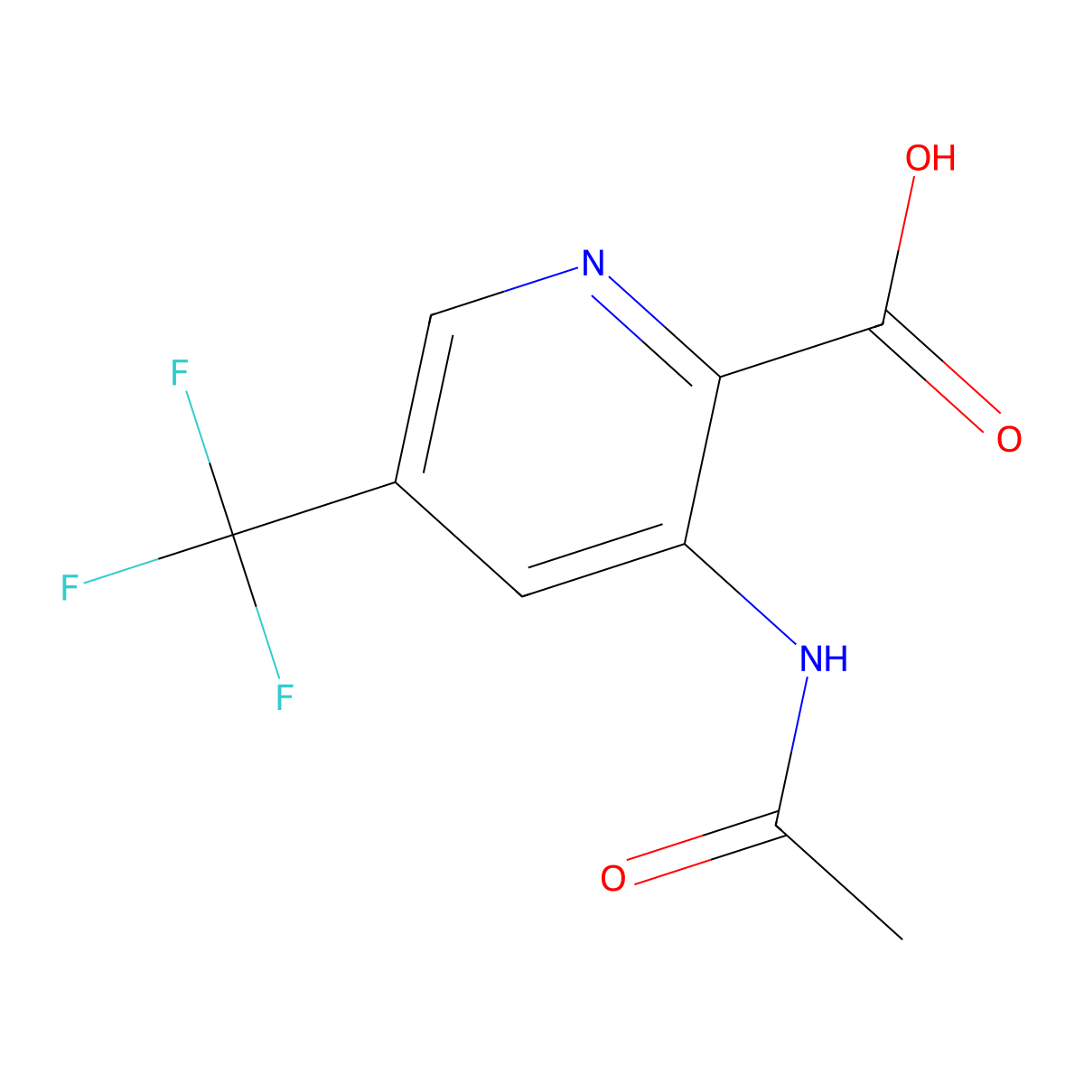 3-Acetamido-5-(trifluoromethyl)pyridine-2-carboxylic acid molecular structure, CAS 2680832-70-4