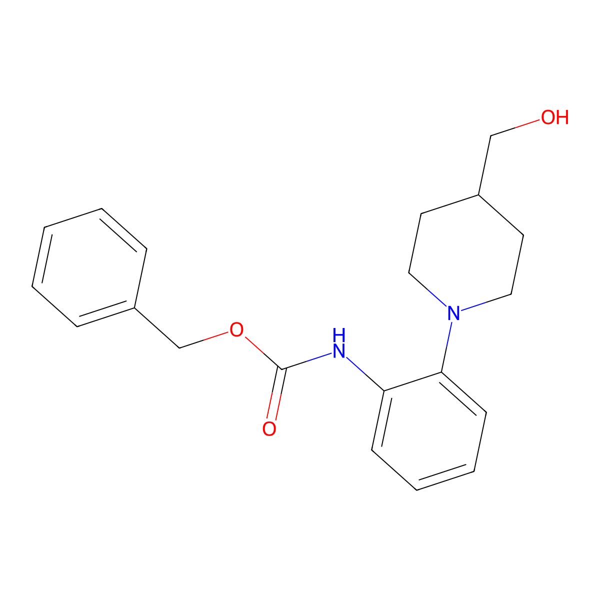 benzyl N-{2-[4-(hydroxymethyl)piperidin-1-yl]phenyl}carbamate molecular structure, CAS 2680832-72-6