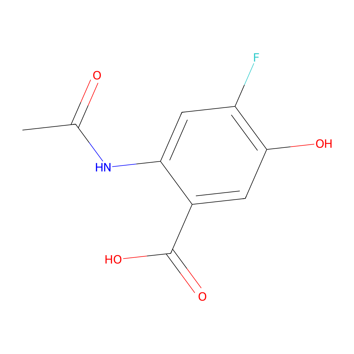 2-Acetamido-4-fluoro-5-hydroxybenzoic acid molecular structure, CAS 2680832-76-0