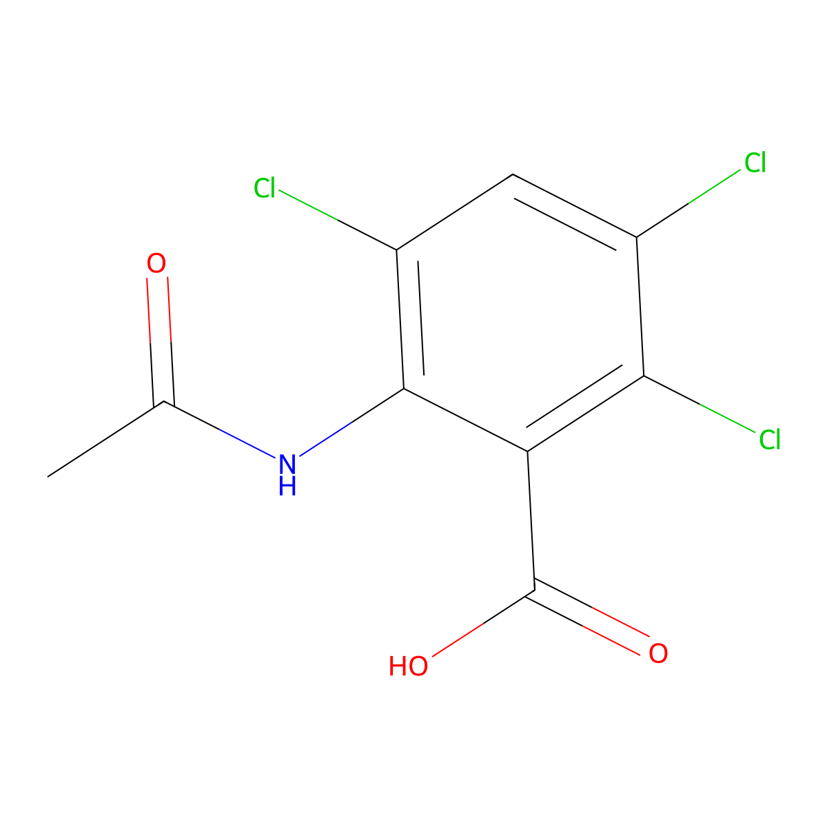 2,3,5-Trichloro-6-acetamidobenzoic acid molecular structure, CAS 2680832-78-2