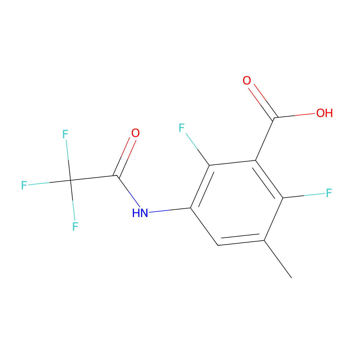 2,6-Difluoro-3-methyl-5-(2,2,2-trifluoroacetamido)benzoic acid molecular structure, CAS 2680832-80-6