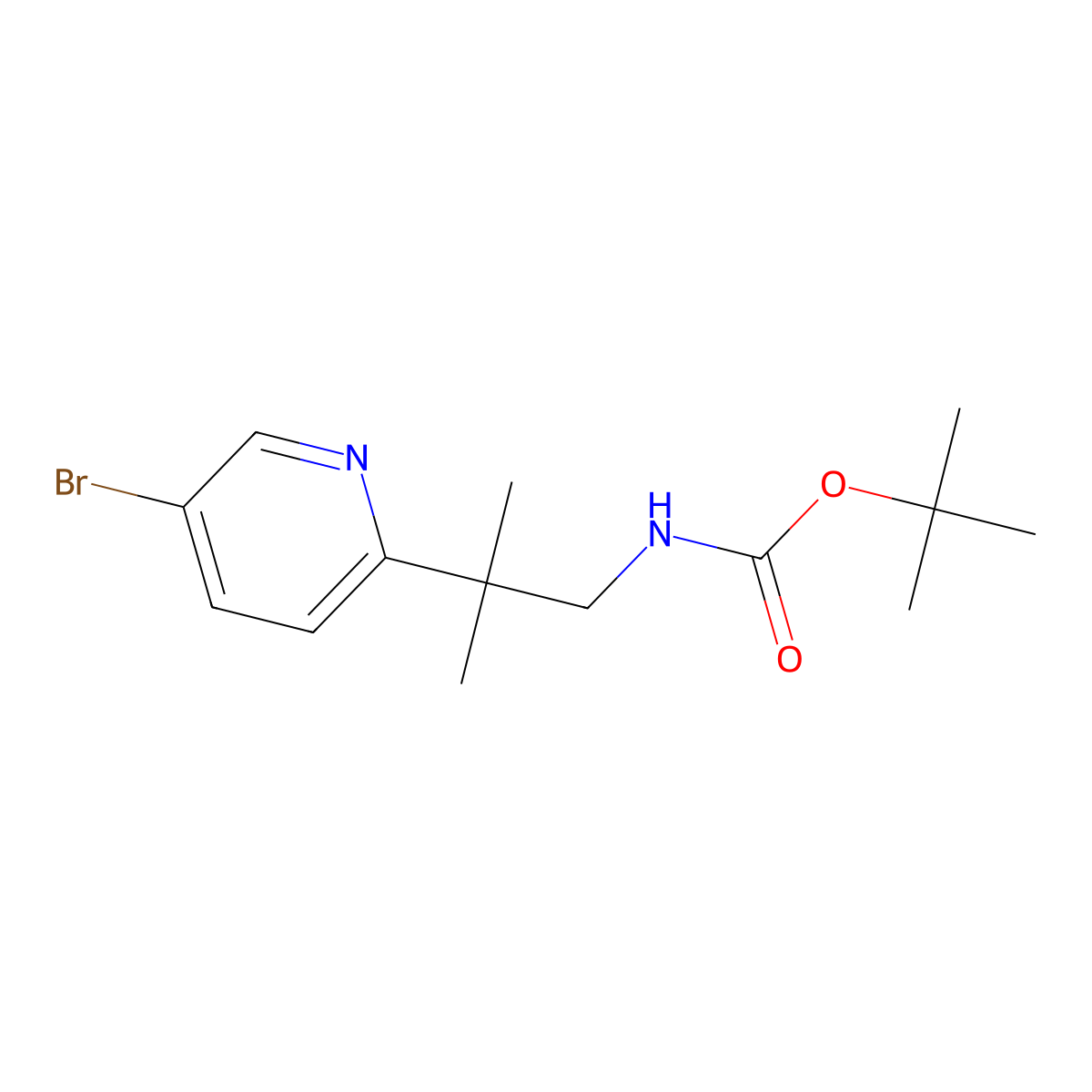 tert-butyl N-[2-(5-bromopyridin-2-yl)-2-methylpropyl]carbamate molecular structure, CAS 2680832-90-8