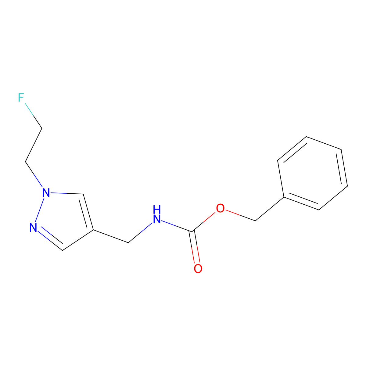 benzyl N-{[1-(2-fluoroethyl)-1H-pyrazol-4-yl]methyl}carbamate molecular structure, CAS 2680833-06-9