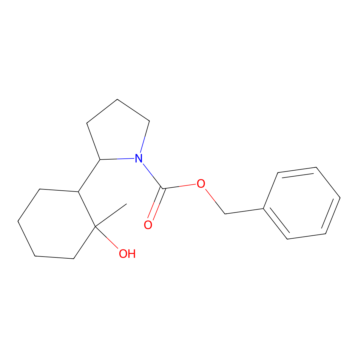 Benzyl 2-(2-hydroxy-2-methylcyclohexyl)pyrrolidine-1-carboxylate molecular structure, CAS 2680833-09-2
