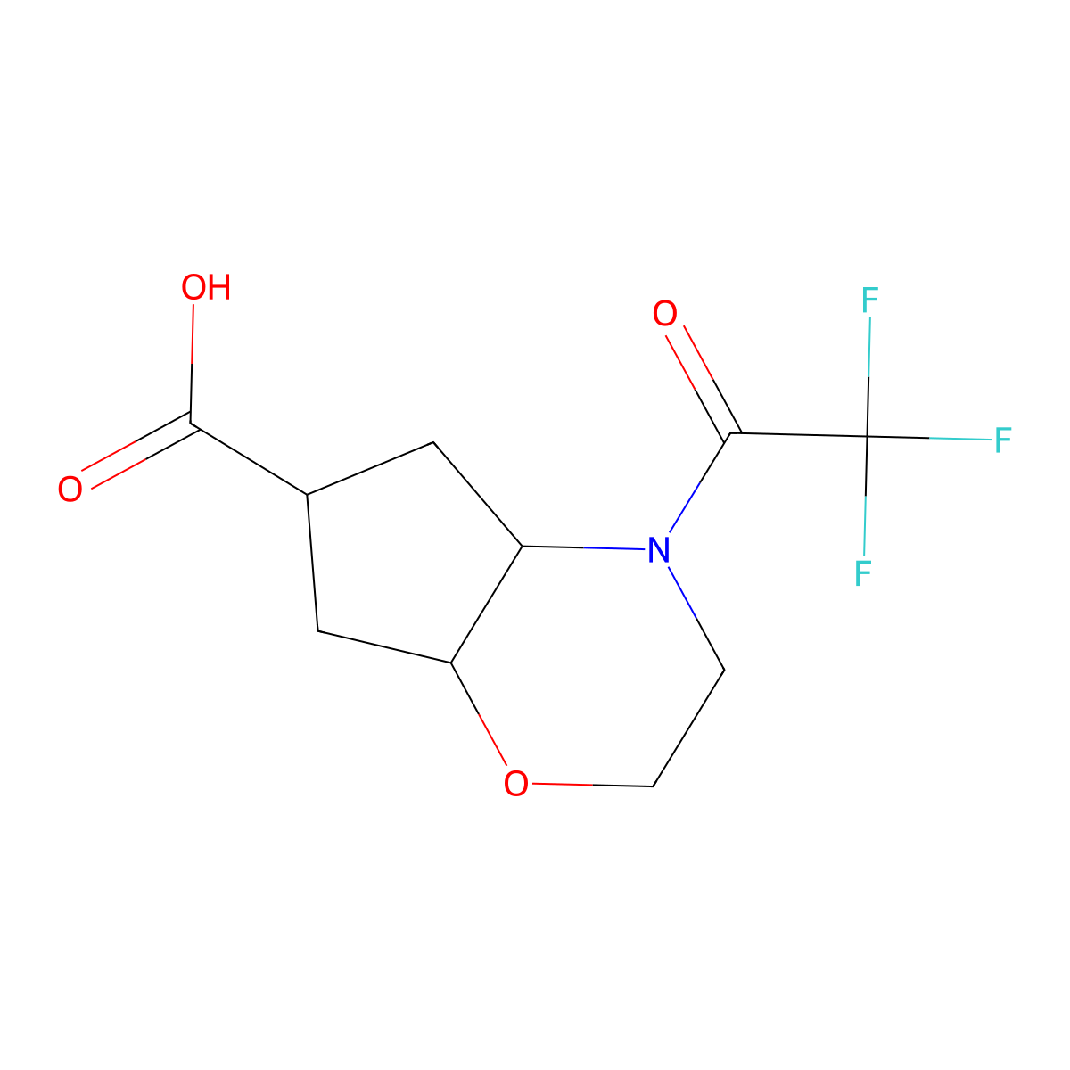 4-(2,2,2-Trifluoroacetyl)-octahydrocyclopenta[b][1,4]oxazine-6-carboxylic acid molecular structure, CAS 2680833-17-2