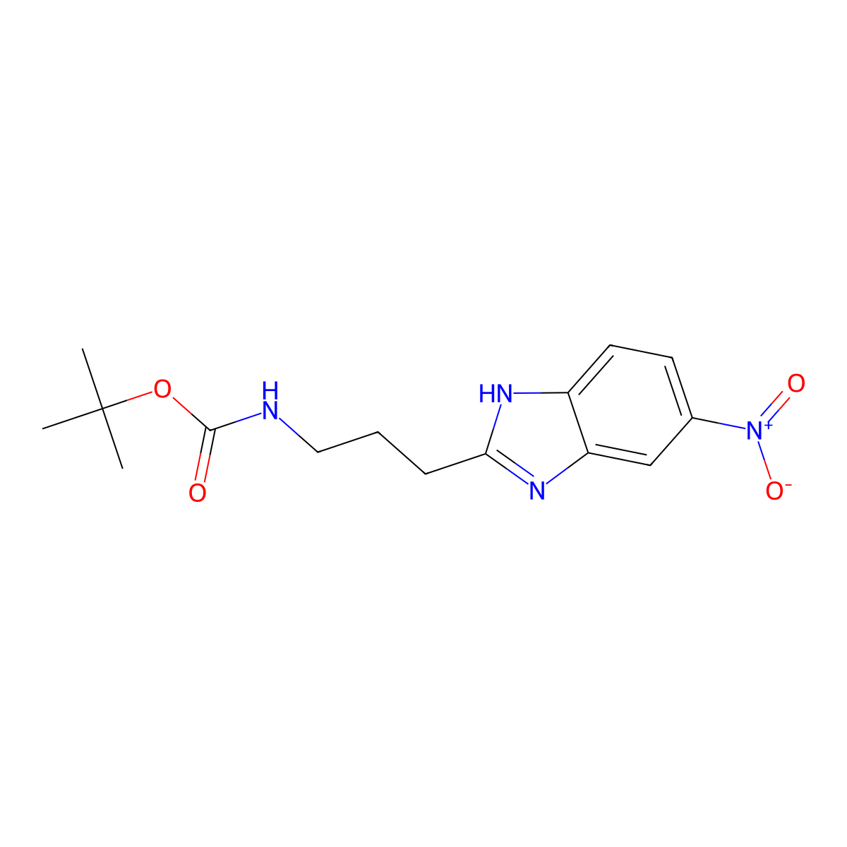 tert-butyl N-[3-(5-nitro-1H-1,3-benzodiazol-2-yl)propyl]carbamate molecular structure, CAS 2680833-24-1