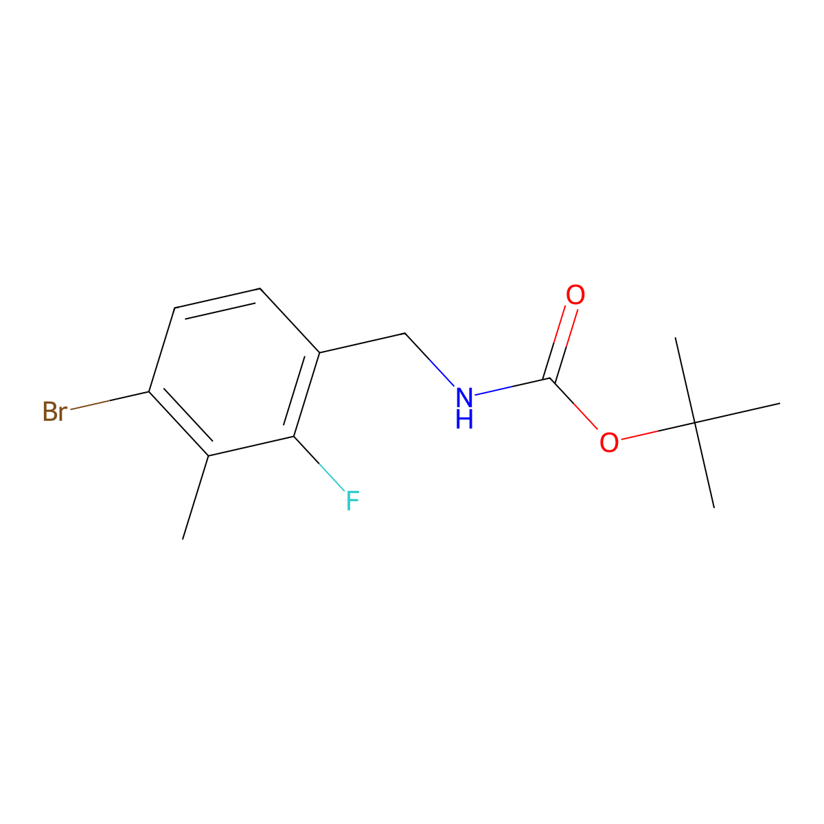 tert-butyl N-[(4-bromo-2-fluoro-3-methylphenyl)methyl]carbamate molecular structure, CAS 2680833-30-9