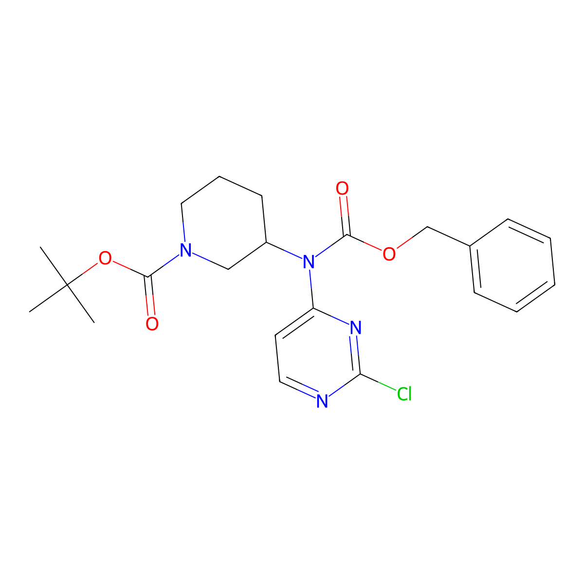 Tert-butyl 3-{[(benzyloxy)carbonyl](2-chloropyrimidin-4-yl)amino}piperidine-1-carboxylate molecular structure, CAS 2680833-33-2
