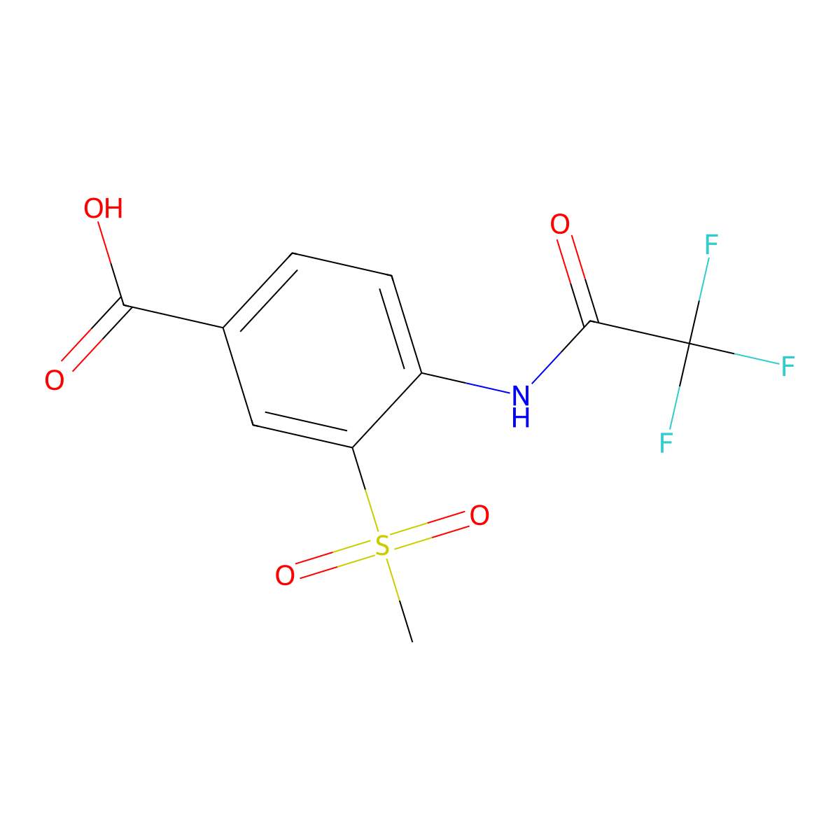 3-Methanesulfonyl-4-(2,2,2-trifluoroacetamido)benzoic acid molecular structure, CAS 2680833-39-8
