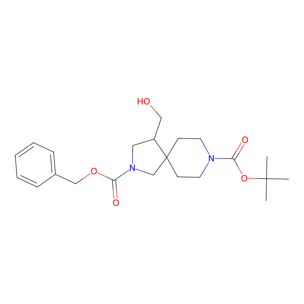 2-Benzyl 8-tert-butyl 4-(hydroxymethyl)-2,8-diazaspiro[4.5]decane-2,8-dicarboxylate molecular structure, CAS 2680833-46-7