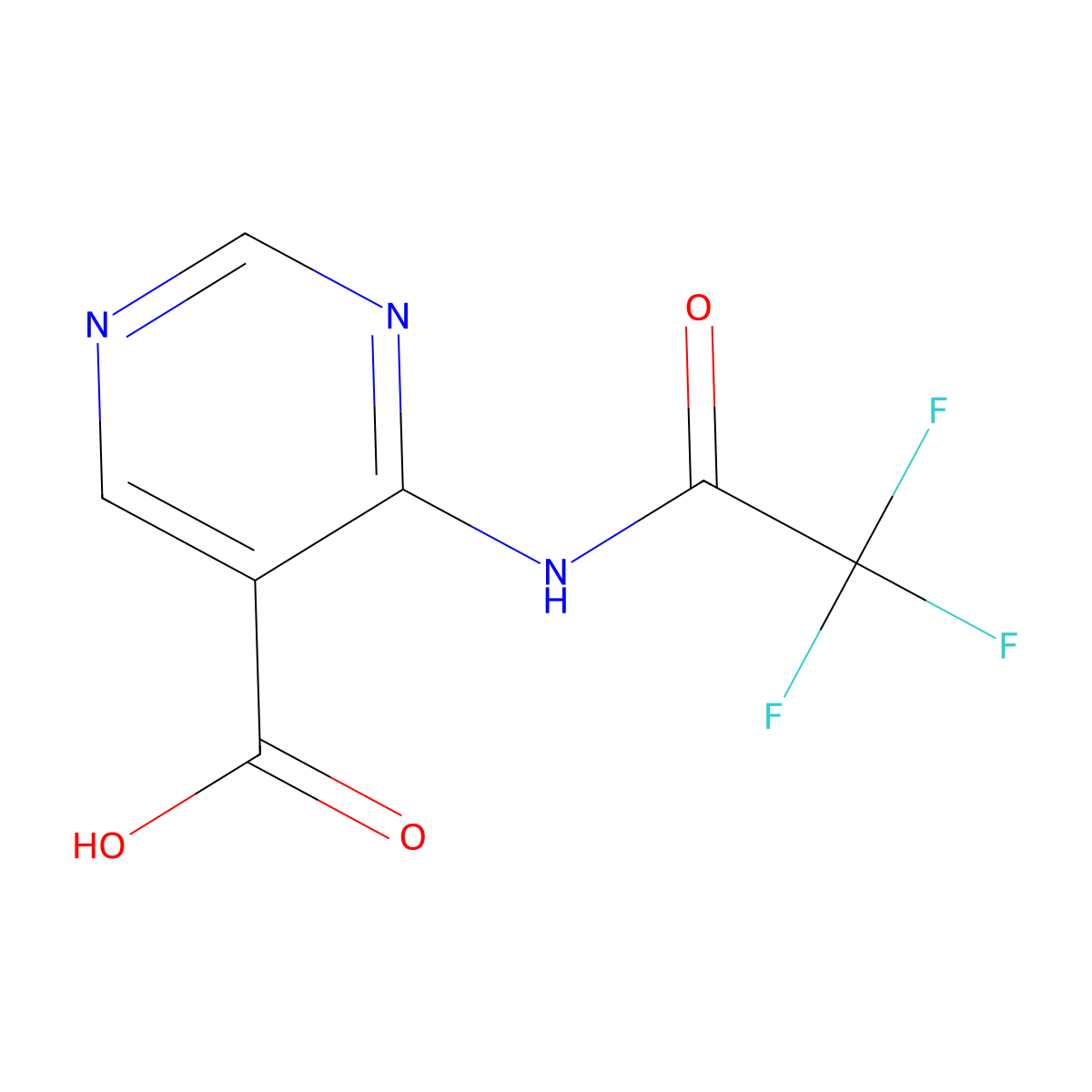 4-(2,2,2-Trifluoroacetamido)pyrimidine-5-carboxylic acid molecular structure, CAS 2680833-47-8