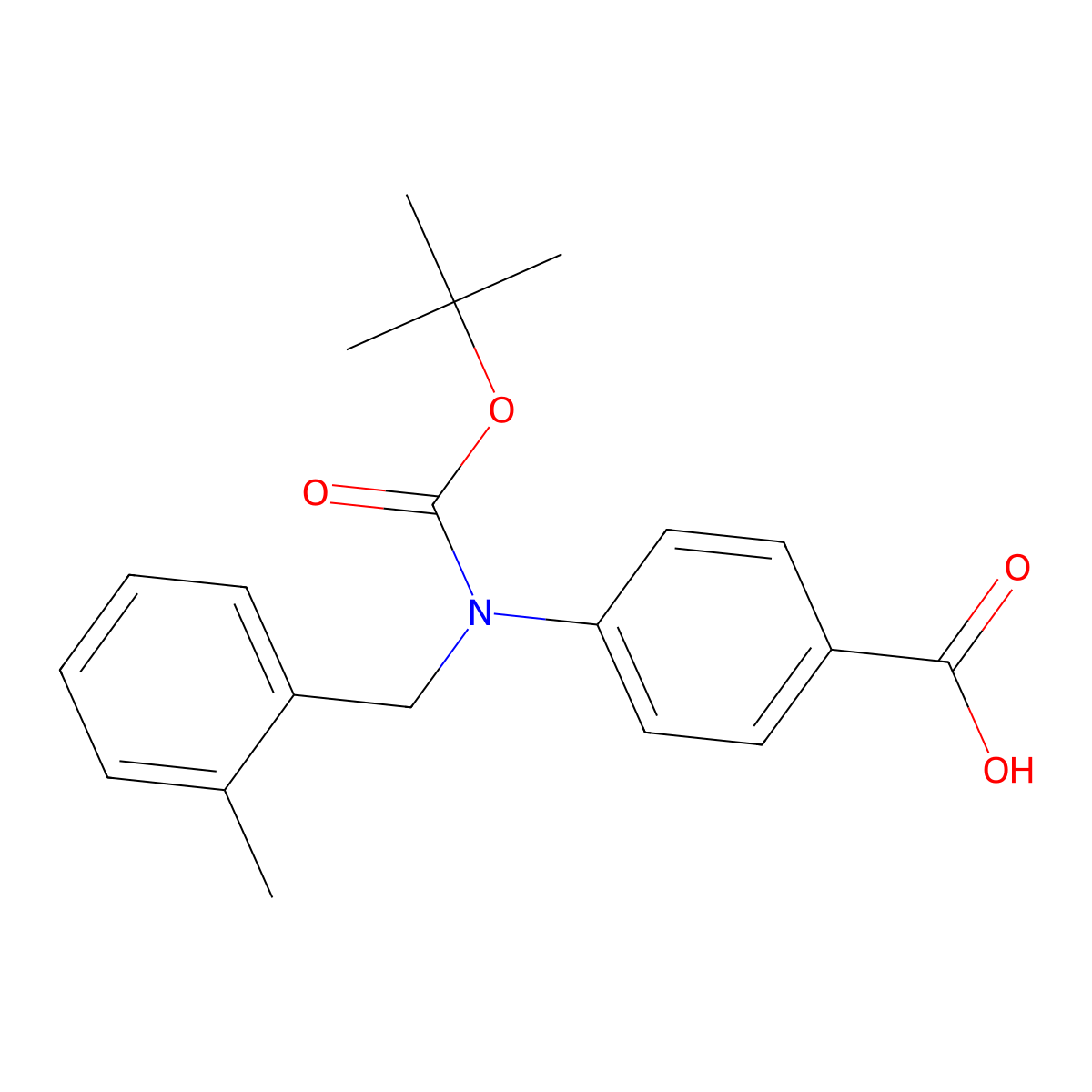 4-{[(Tert-butoxy)carbonyl][(2-methylphenyl)methyl]amino}benzoic acid molecular structure, CAS 2680833-63-8