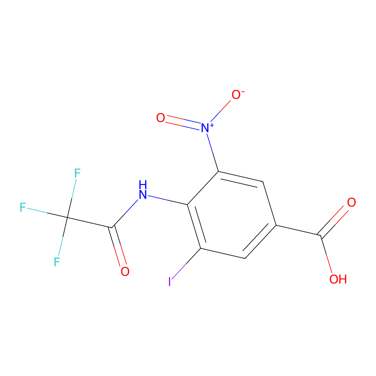 3-Iodo-5-nitro-4-(2,2,2-trifluoroacetamido)benzoic acid molecular structure, CAS 2680833-65-0
