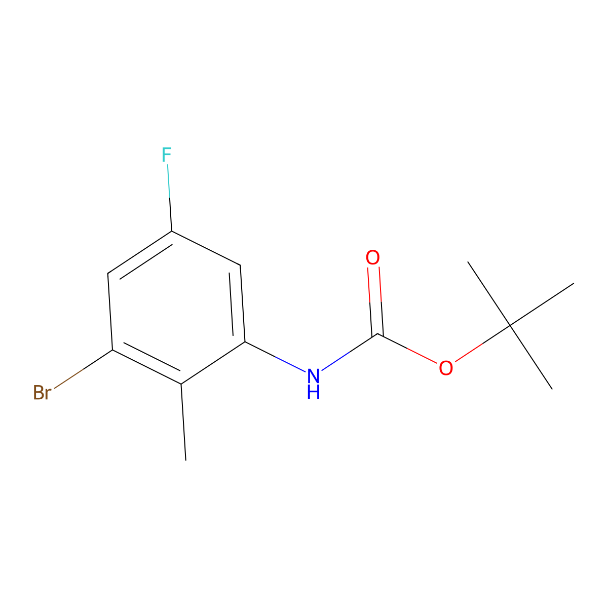 tert-butyl N-(3-bromo-5-fluoro-2-methylphenyl)carbamate molecular structure, CAS 2680833-71-8