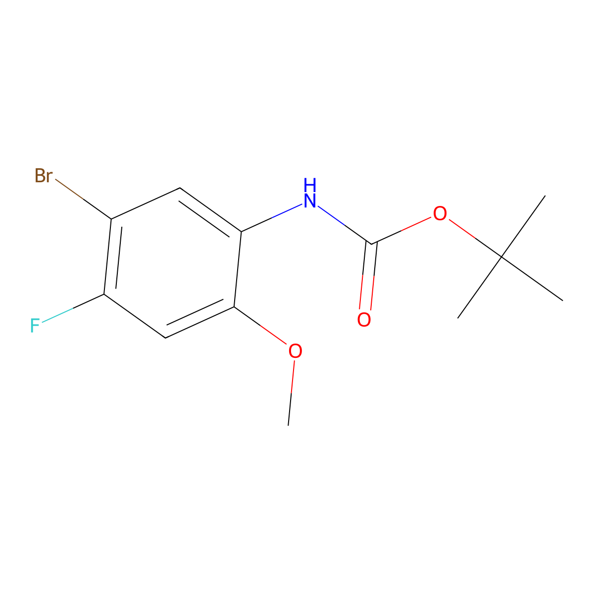tert-butyl N-(5-bromo-4-fluoro-2-methoxyphenyl)carbamate molecular structure, CAS 2680833-74-1