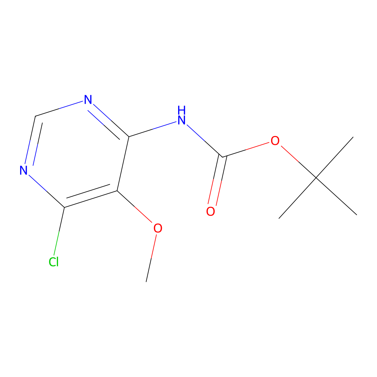 tert-butyl N-(6-chloro-5-methoxypyrimidin-4-yl)carbamate molecular structure, CAS 2680833-76-3