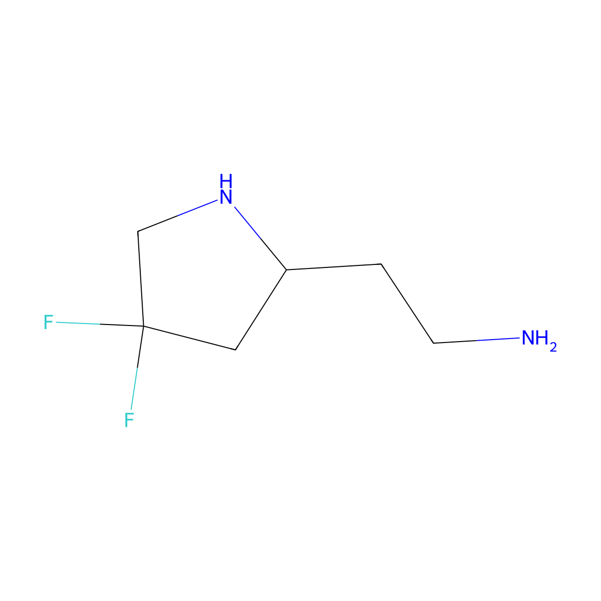 2-(4,4-Difluoropyrrolidin-2-yl)ethan-1-amine molecular structure, CAS 2680833-84-3