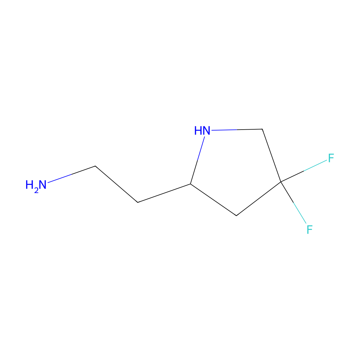 2-(4,4-Difluoropyrrolidin-2-yl)ethan-1-amine molecular structure, CAS 2680833-84-3