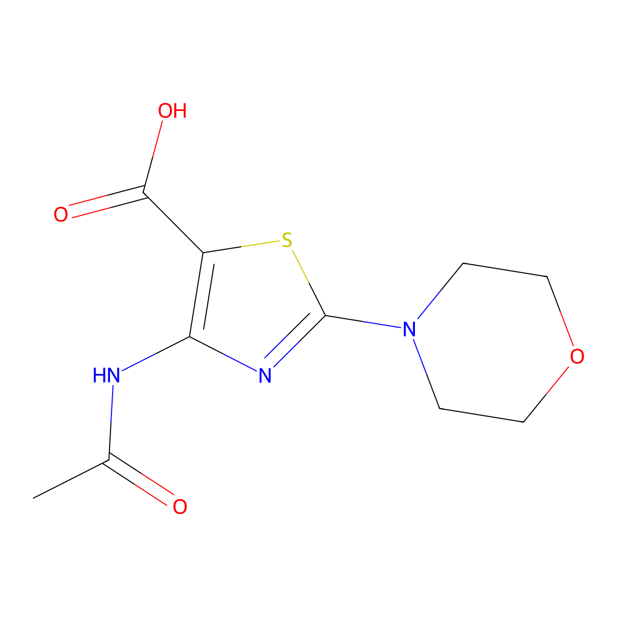 4-Acetamido-2-(morpholin-4-yl)-1,3-thiazole-5-carboxylic acid molecular structure, CAS 2680833-88-7