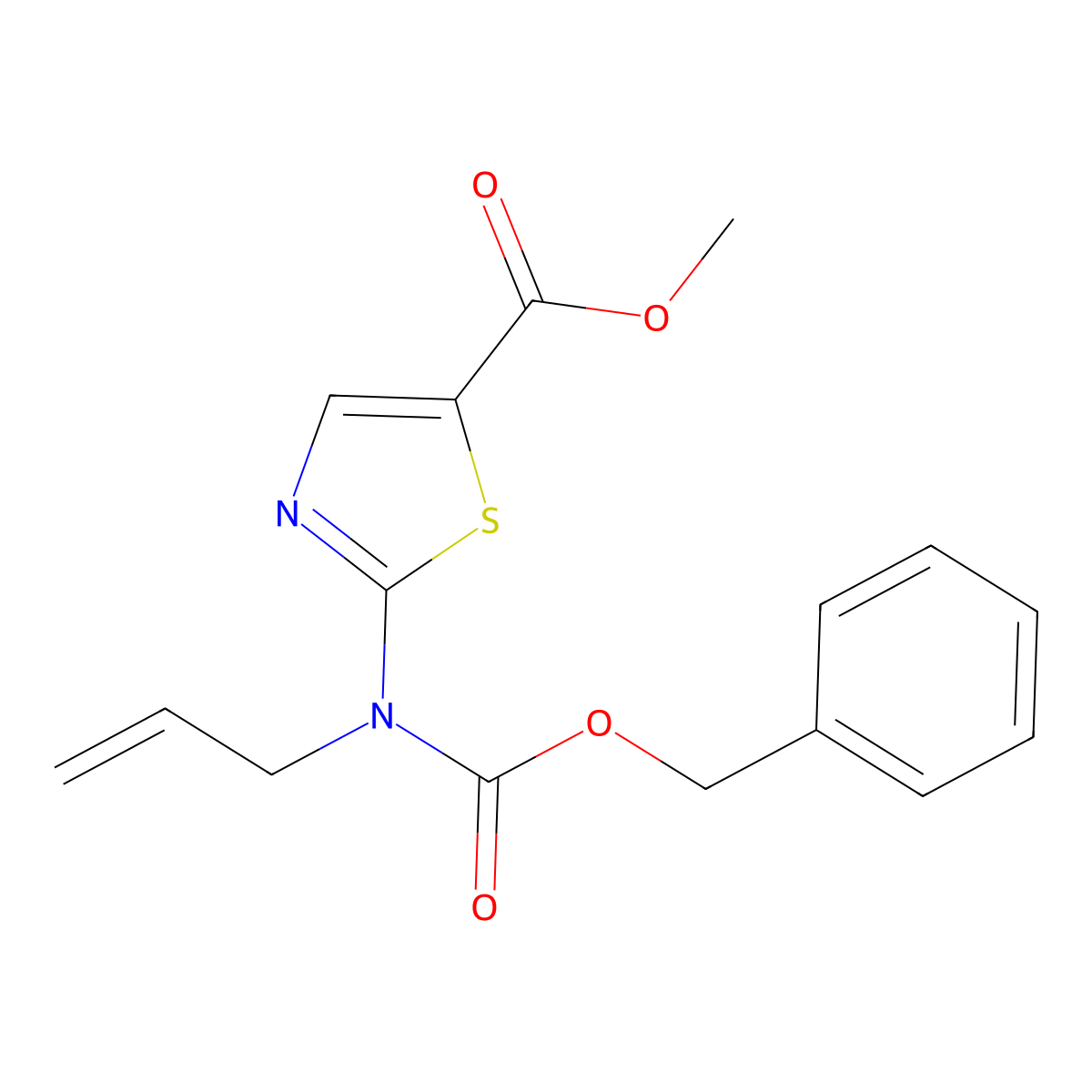 Methyl 2-{[(benzyloxy)carbonyl](prop-2-en-1-yl)amino}-1,3-thiazole-5-carboxylate molecular structure, CAS 2680833-93-4