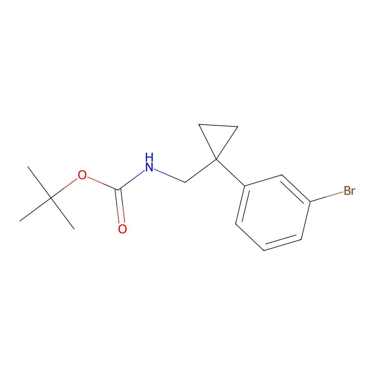 tert-butyl N-{[1-(3-bromophenyl)cyclopropyl]methyl}carbamate molecular structure, CAS 2680833-94-5
