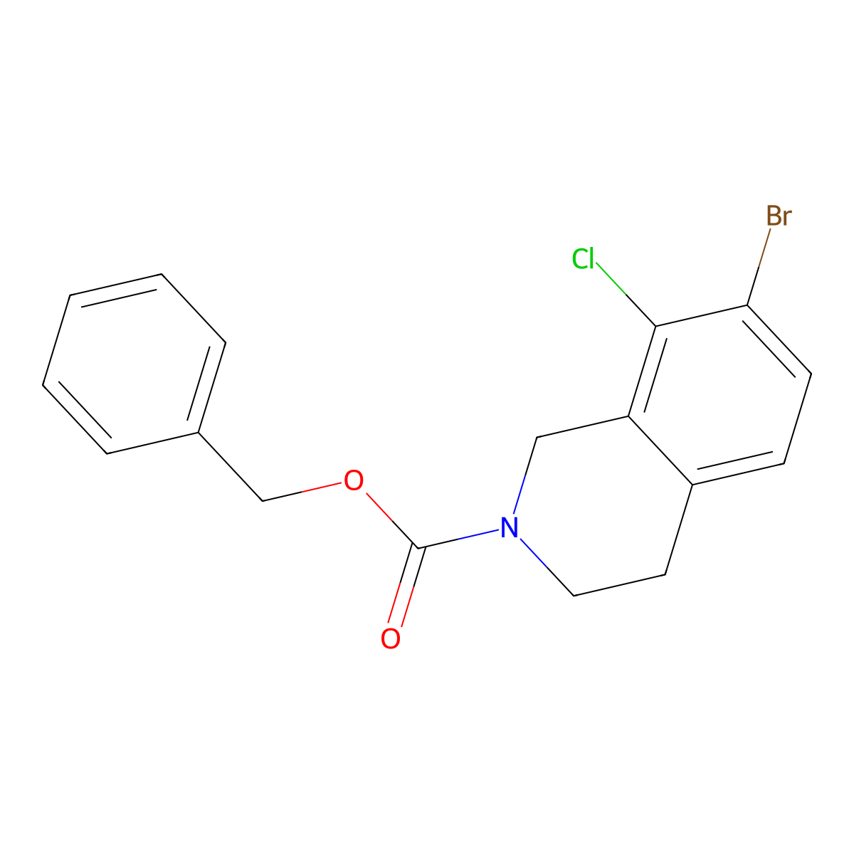 Benzyl 7-bromo-8-chloro-1,2,3,4-tetrahydroisoquinoline-2-carboxylate molecular structure, CAS 2680834-08-4