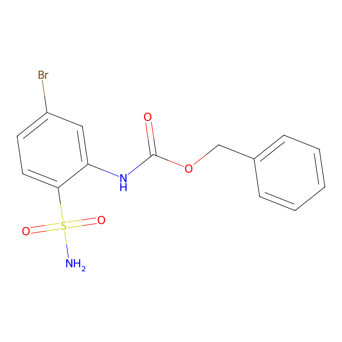 benzyl N-(5-bromo-2-sulfamoylphenyl)carbamate molecular structure, CAS 2680834-11-9