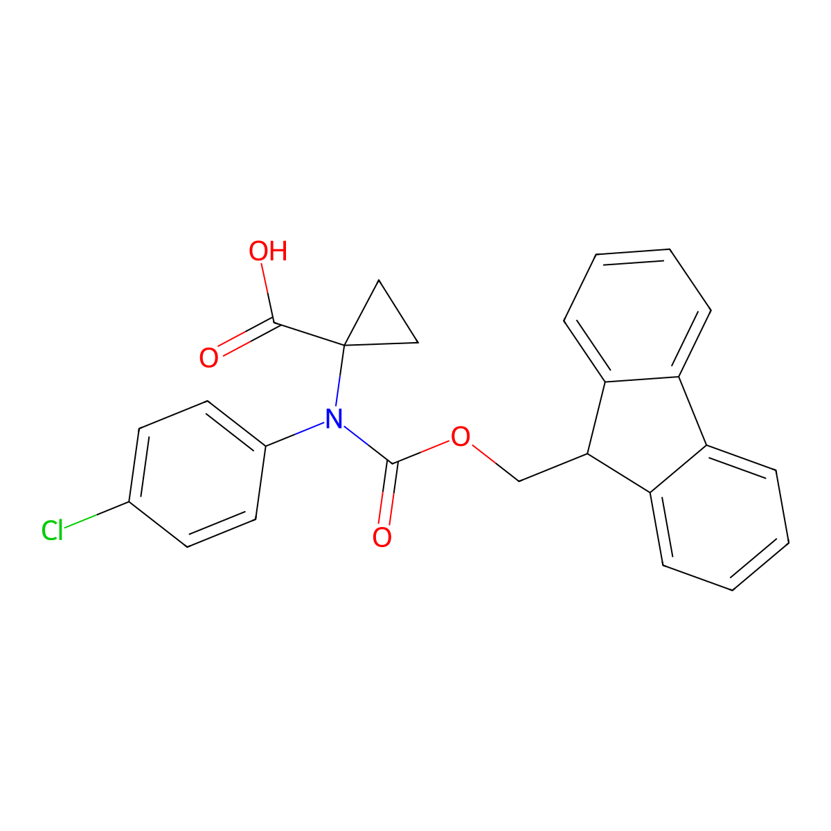 1-[(4-chlorophenyl)({[(9H-fluoren-9-yl)methoxy]carbonyl})amino]cyclopropane-1-carboxylic acid molecular structure, CAS 2680834-12-0
