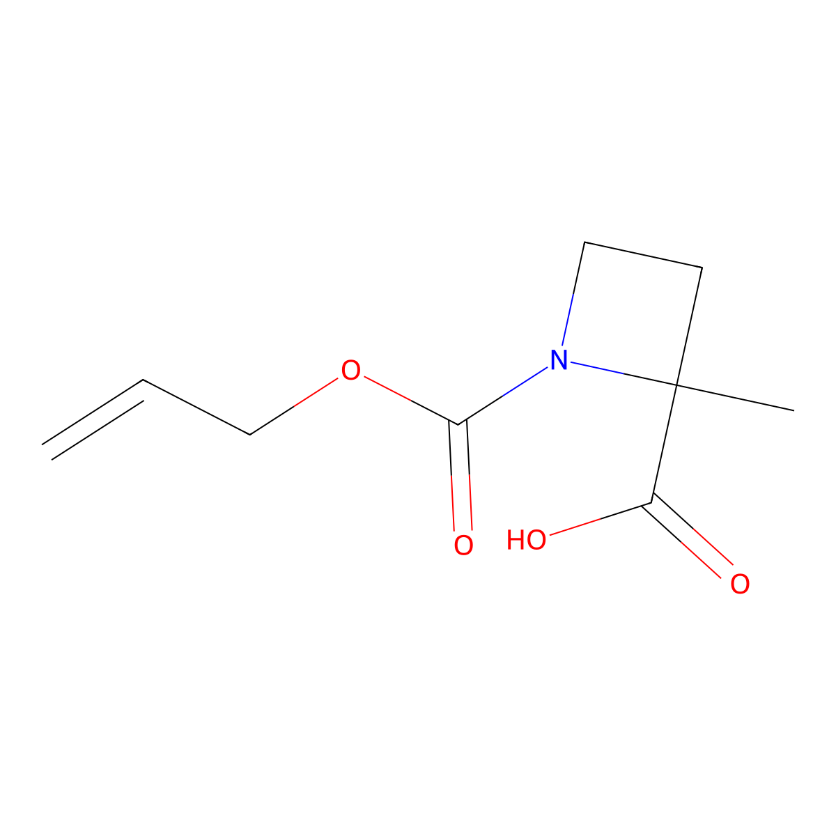2-Methyl-1-[(prop-2-en-1-yloxy)carbonyl]azetidine-2-carboxylic acid molecular structure, CAS 2680834-19-7