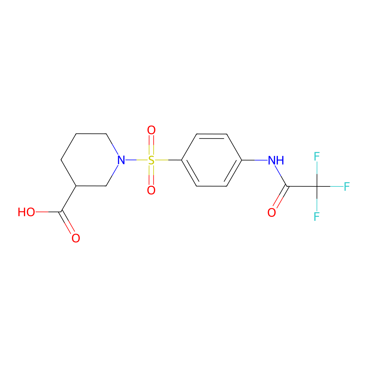 1-[4-(2,2,2-Trifluoroacetamido)benzenesulfonyl]piperidine-3-carboxylic acid molecular structure, CAS 2680834-20-0