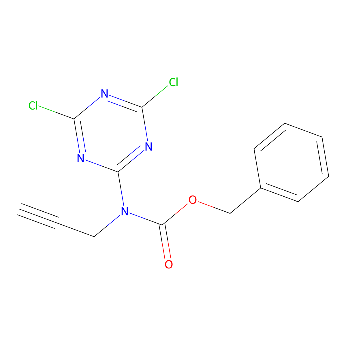 benzyl N-(4,6-dichloro-1,3,5-triazin-2-yl)-N-(prop-2-yn-1-yl)carbamate molecular structure, CAS 2680834-23-3