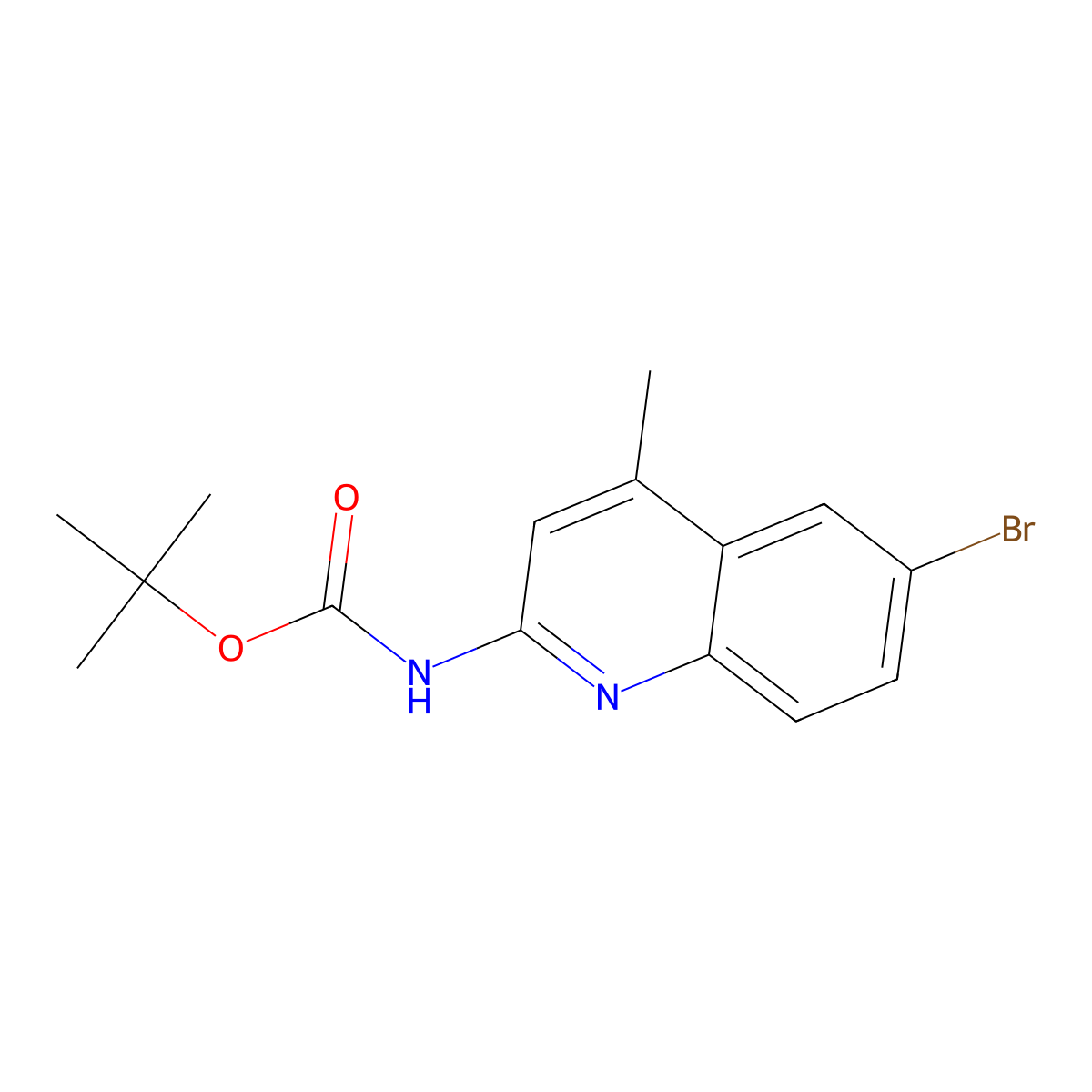 tert-butyl N-(6-bromo-4-methylquinolin-2-yl)carbamate molecular structure, CAS 2680834-25-5