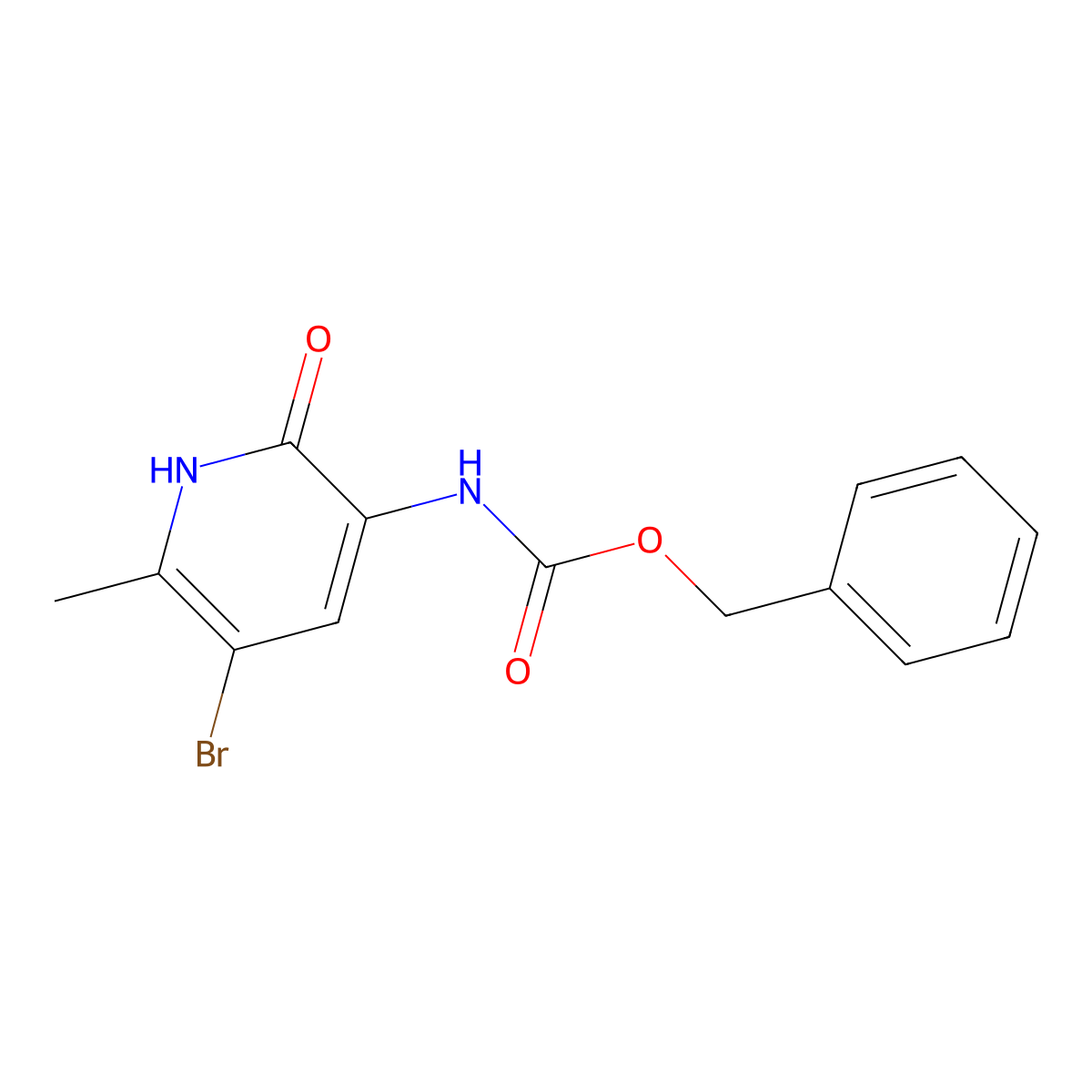 benzyl N-(5-bromo-6-methyl-2-oxo-1,2-dihydropyridin-3-yl)carbamate molecular structure, CAS 2680834-29-9
