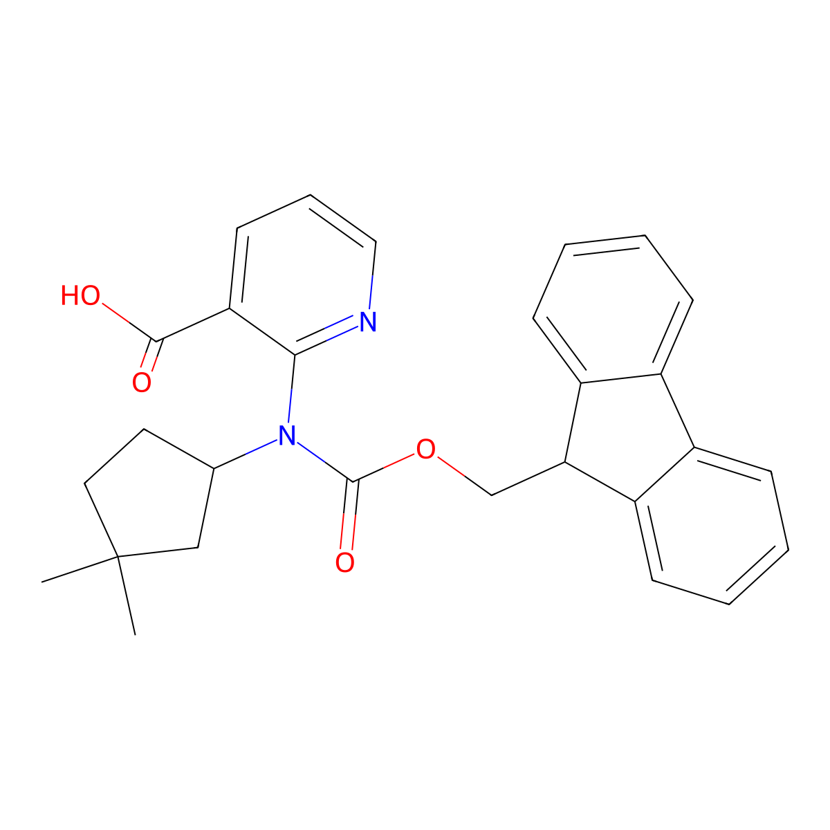2-[(3,3-dimethylcyclopentyl)({[(9H-fluoren-9-yl)methoxy]carbonyl})amino]pyridine-3-carboxylic acid molecular structure, CAS 2680834-31-3