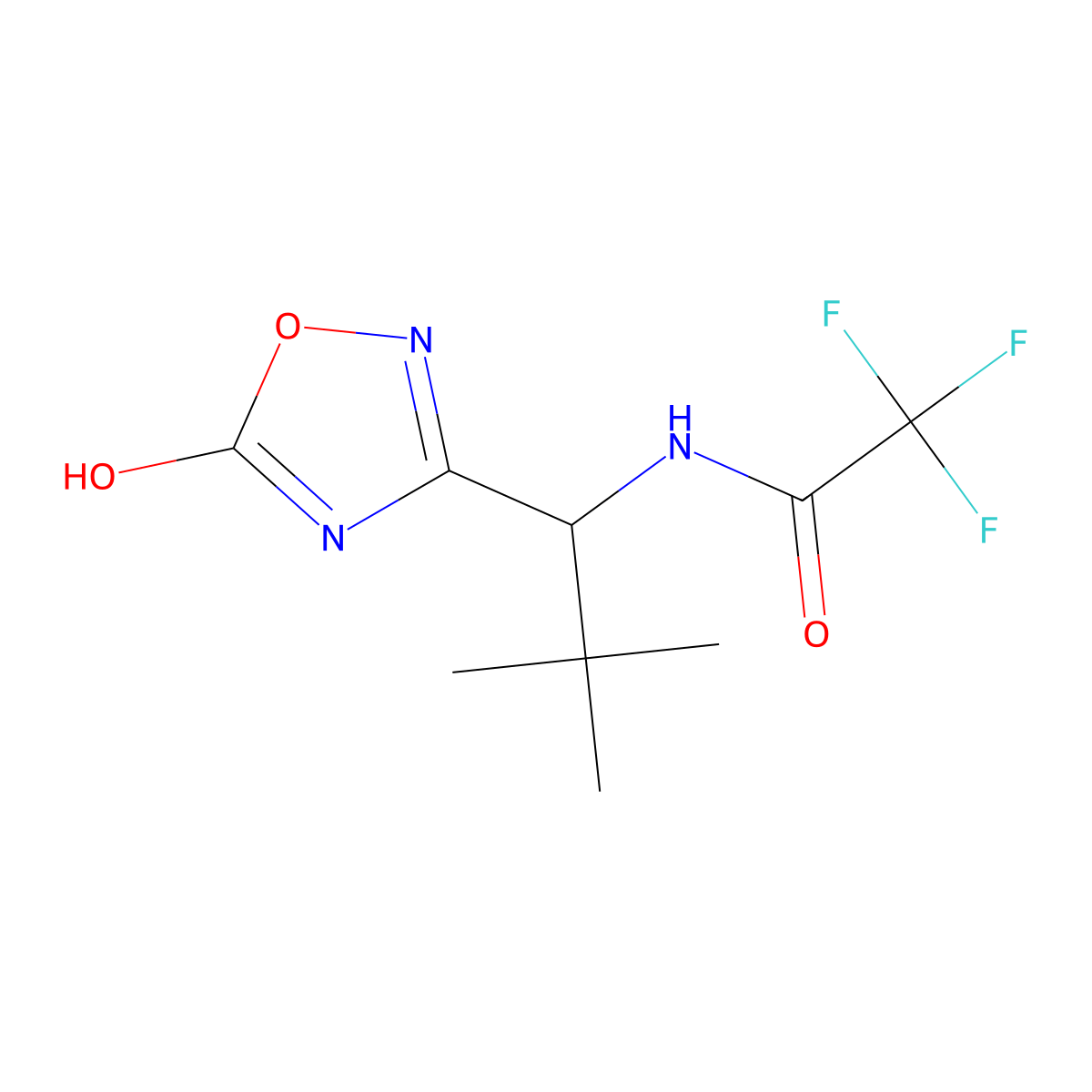 2,2,2-trifluoro-N-[1-(5-hydroxy-1,2,4-oxadiazol-3-yl)-2,2-dimethylpropyl]acetamide molecular structure, CAS 2680834-37-9