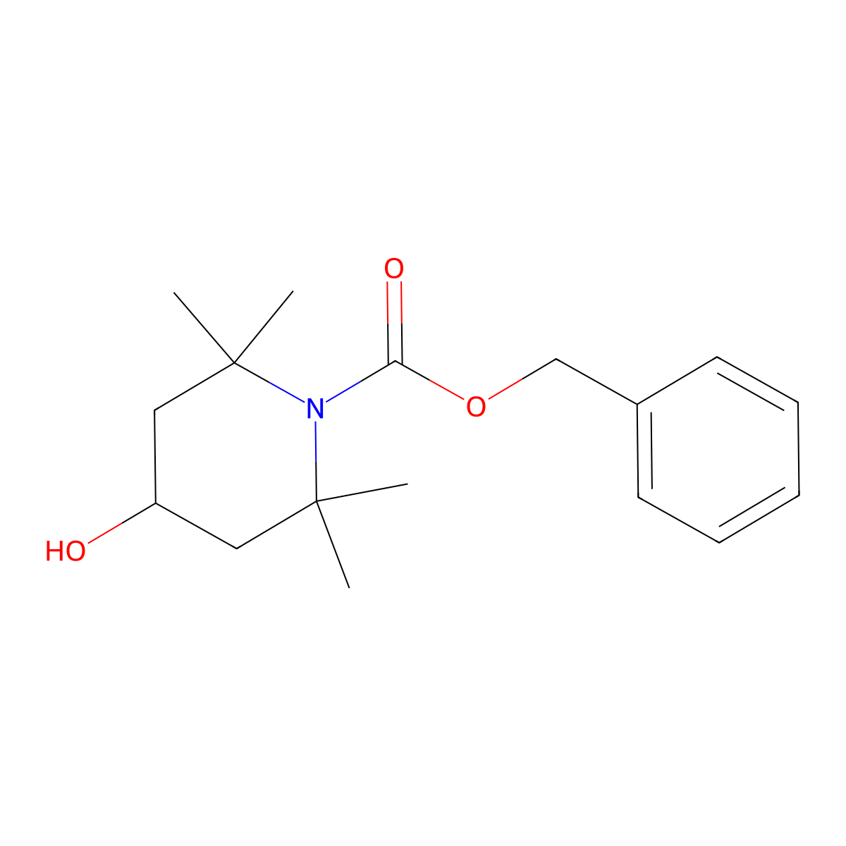 Benzyl 4-hydroxy-2,2,6,6-tetramethylpiperidine-1-carboxylate molecular structure, CAS 2680834-38-0