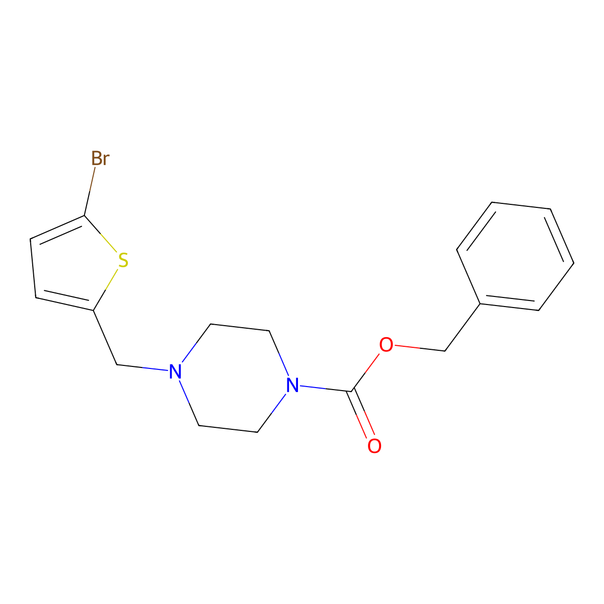 Benzyl 4-[(5-bromothiophen-2-yl)methyl]piperazine-1-carboxylate molecular structure, CAS 2680834-50-6