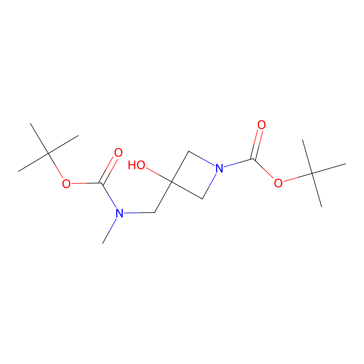 Tert-butyl 3-({[(tert-butoxy)carbonyl](methyl)amino}methyl)-3-hydroxyazetidine-1-carboxylate molecular structure, CAS 2680834-54-0