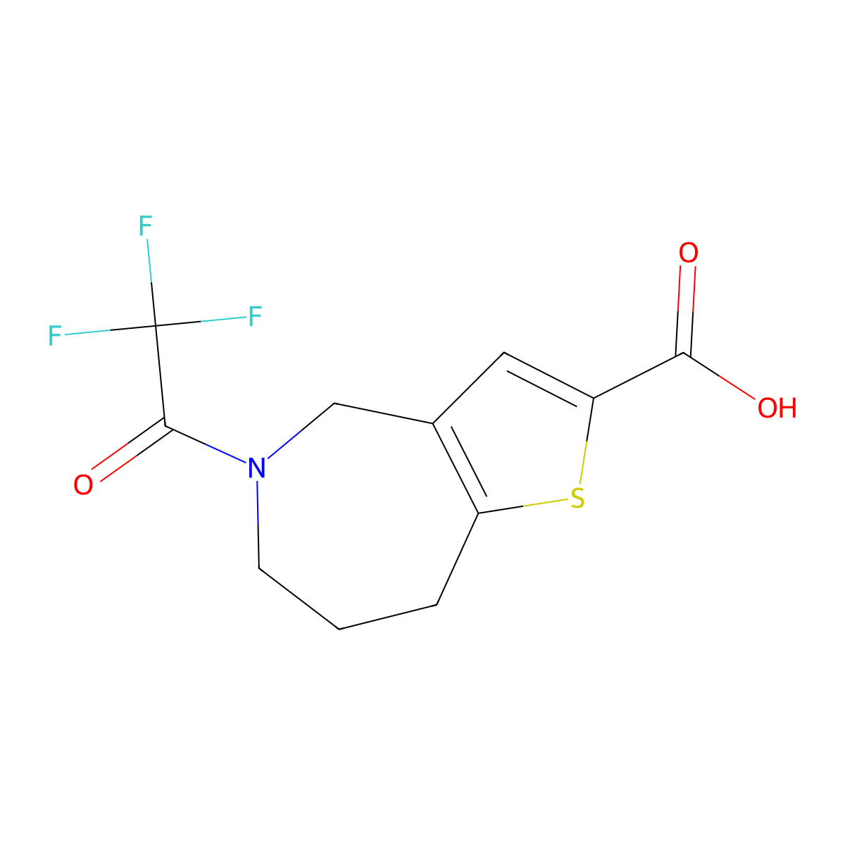 5-(2,2,2-trifluoroacetyl)-4H,5H,6H,7H,8H-thieno[3,2-c]azepine-2-carboxylic acid molecular structure, CAS 2680834-55-1