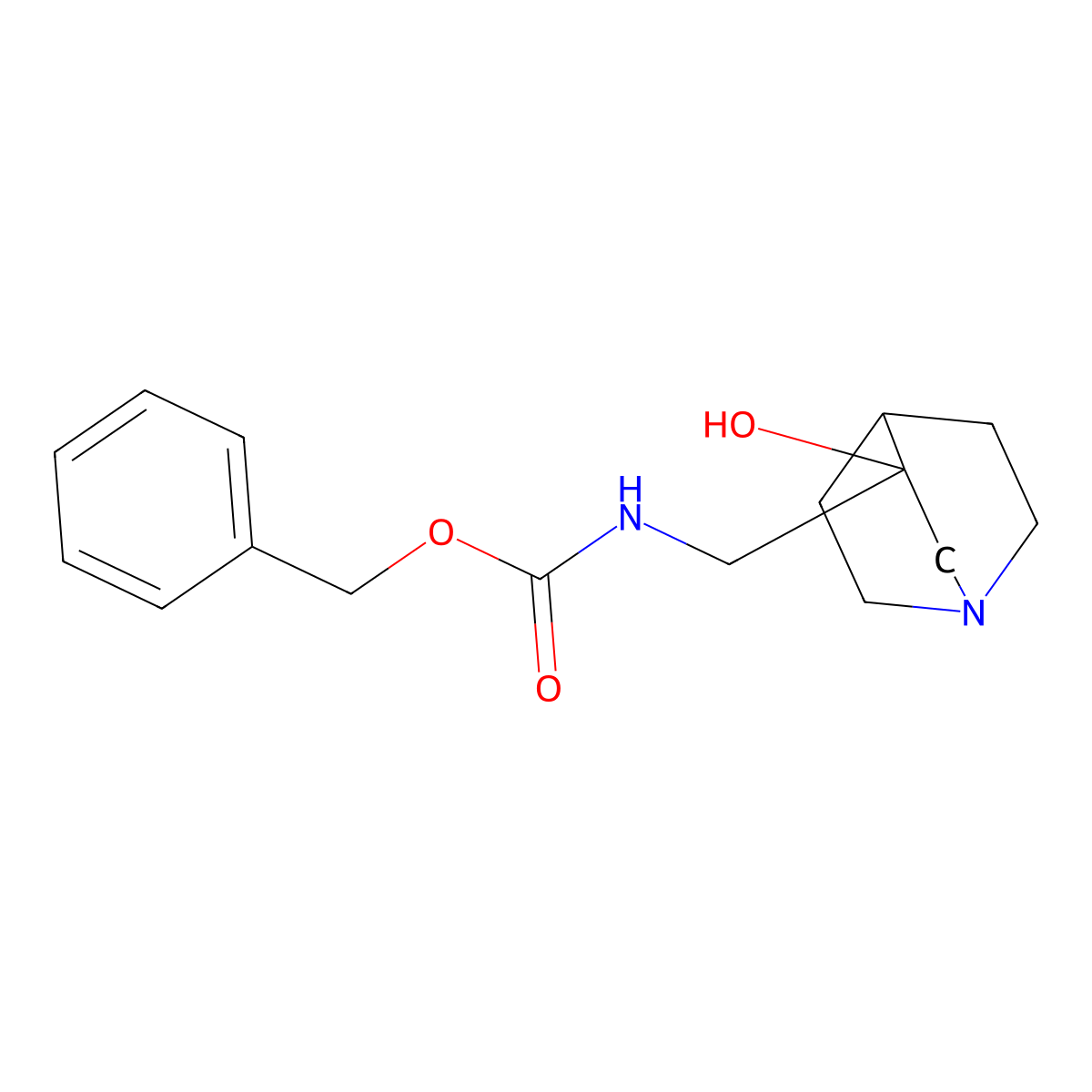 benzyl N-({3-hydroxy-1-azabicyclo[2.2.2]octan-3-yl}methyl)carbamate molecular structure, CAS 2680834-56-2