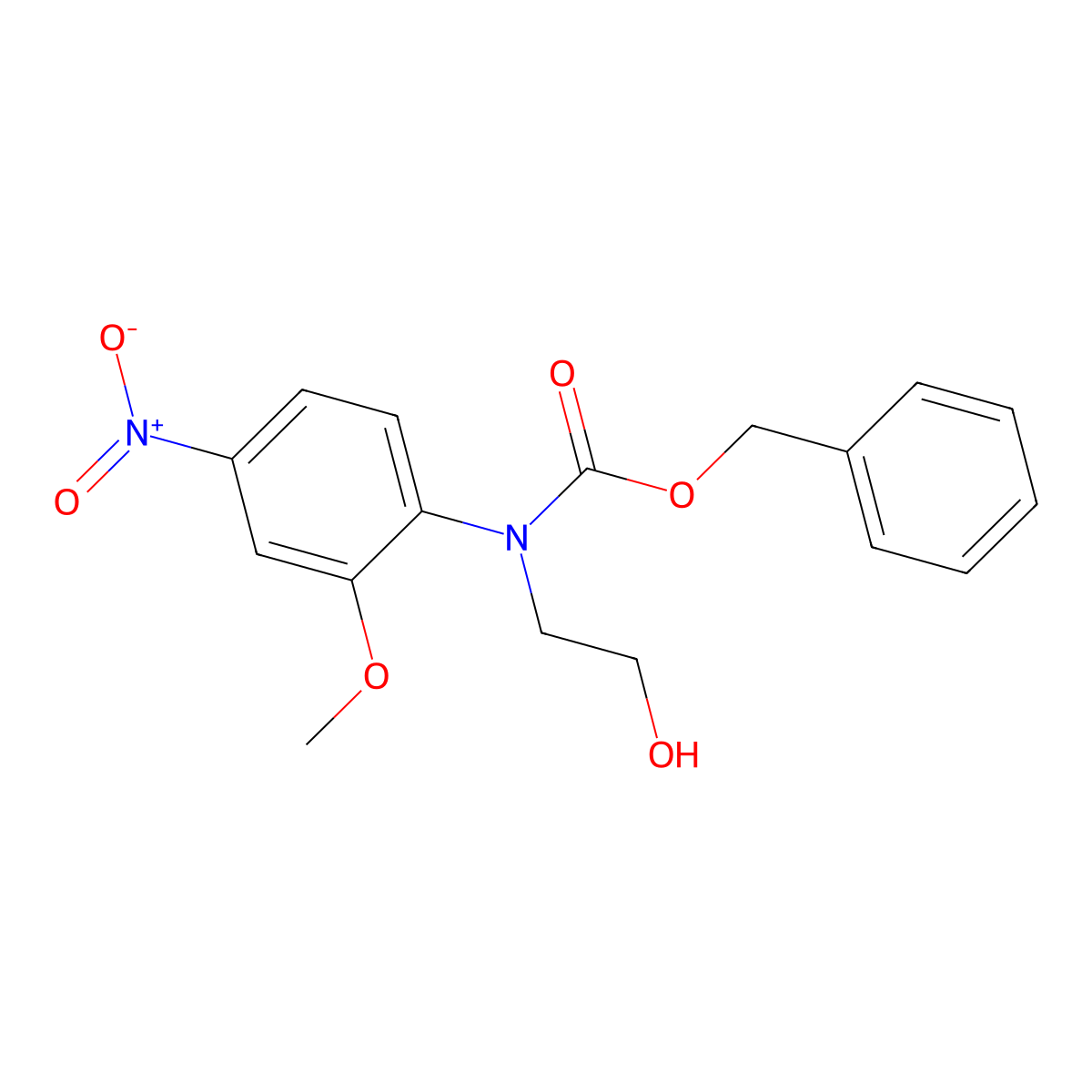 benzyl N-(2-hydroxyethyl)-N-(2-methoxy-4-nitrophenyl)carbamate molecular structure, CAS 2680834-60-8