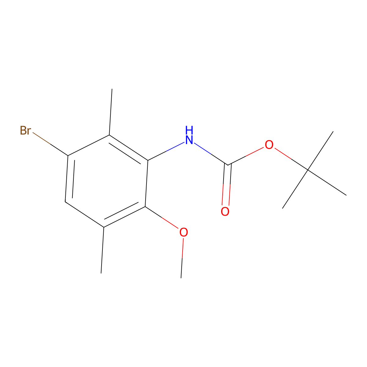 tert-butyl N-(3-bromo-6-methoxy-2,5-dimethylphenyl)carbamate molecular structure, CAS 2680834-63-1