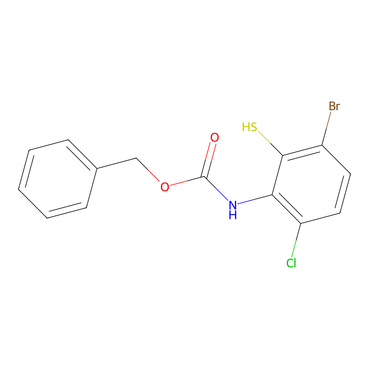 benzyl N-(3-bromo-6-chloro-2-sulfanylphenyl)carbamate molecular structure, CAS 2680834-64-2