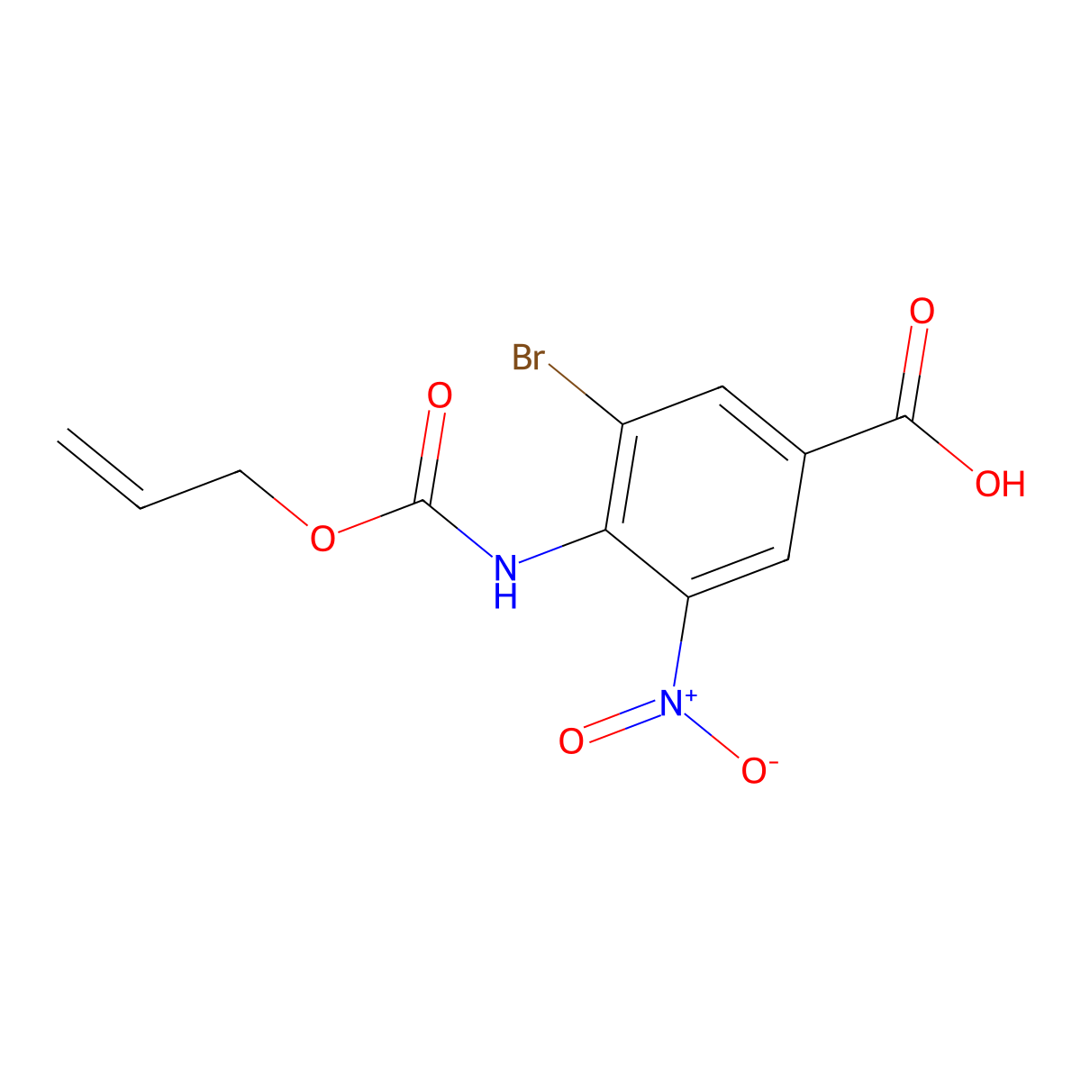 3-Bromo-5-nitro-4-{[(prop-2-en-1-yloxy)carbonyl]amino}benzoic acid molecular structure, CAS 2680834-76-6