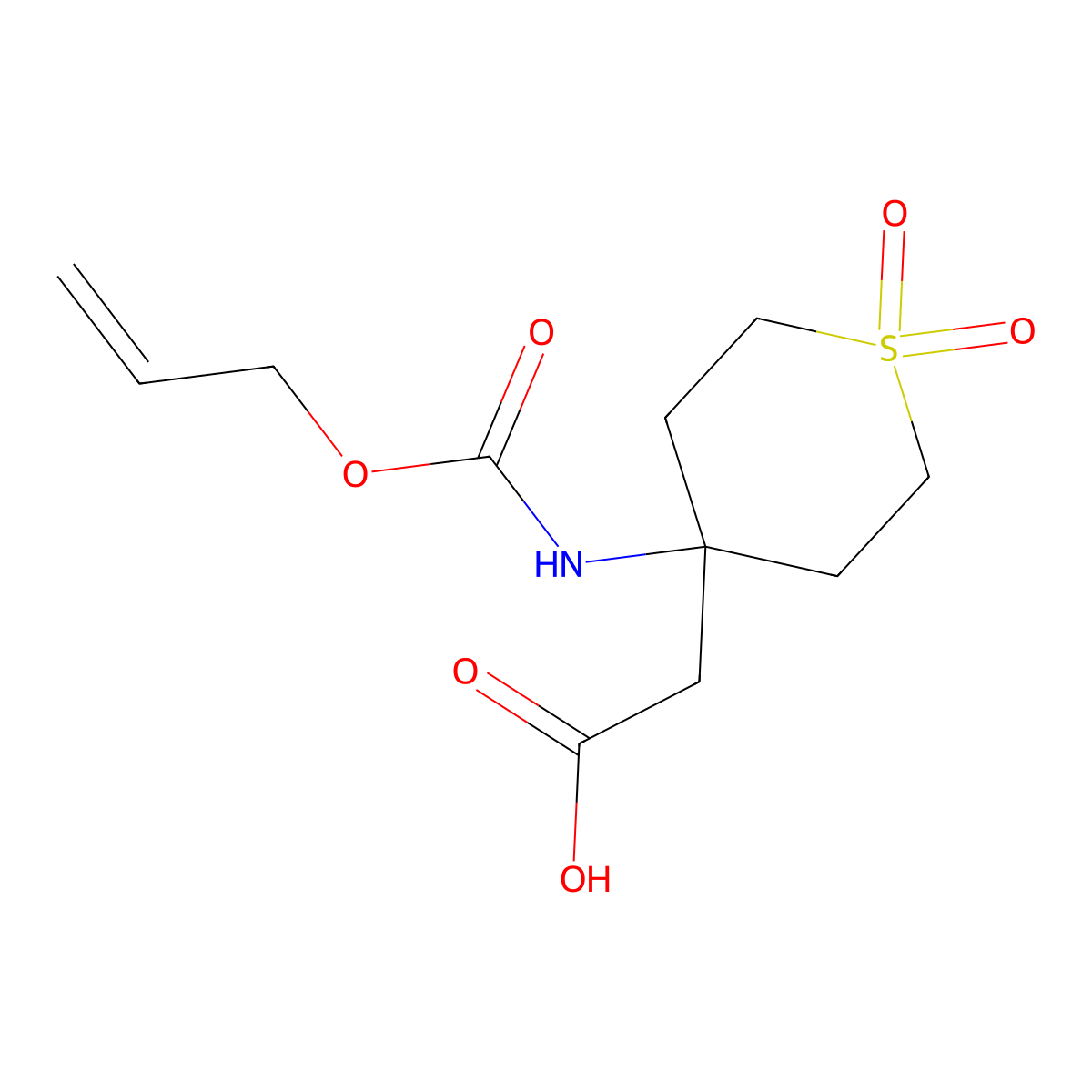 2-(1,1-Dioxo-4-{[(prop-2-en-1-yloxy)carbonyl]amino}-1lambda6-thian-4-yl)acetic acid molecular structure, CAS 2680834-82-4