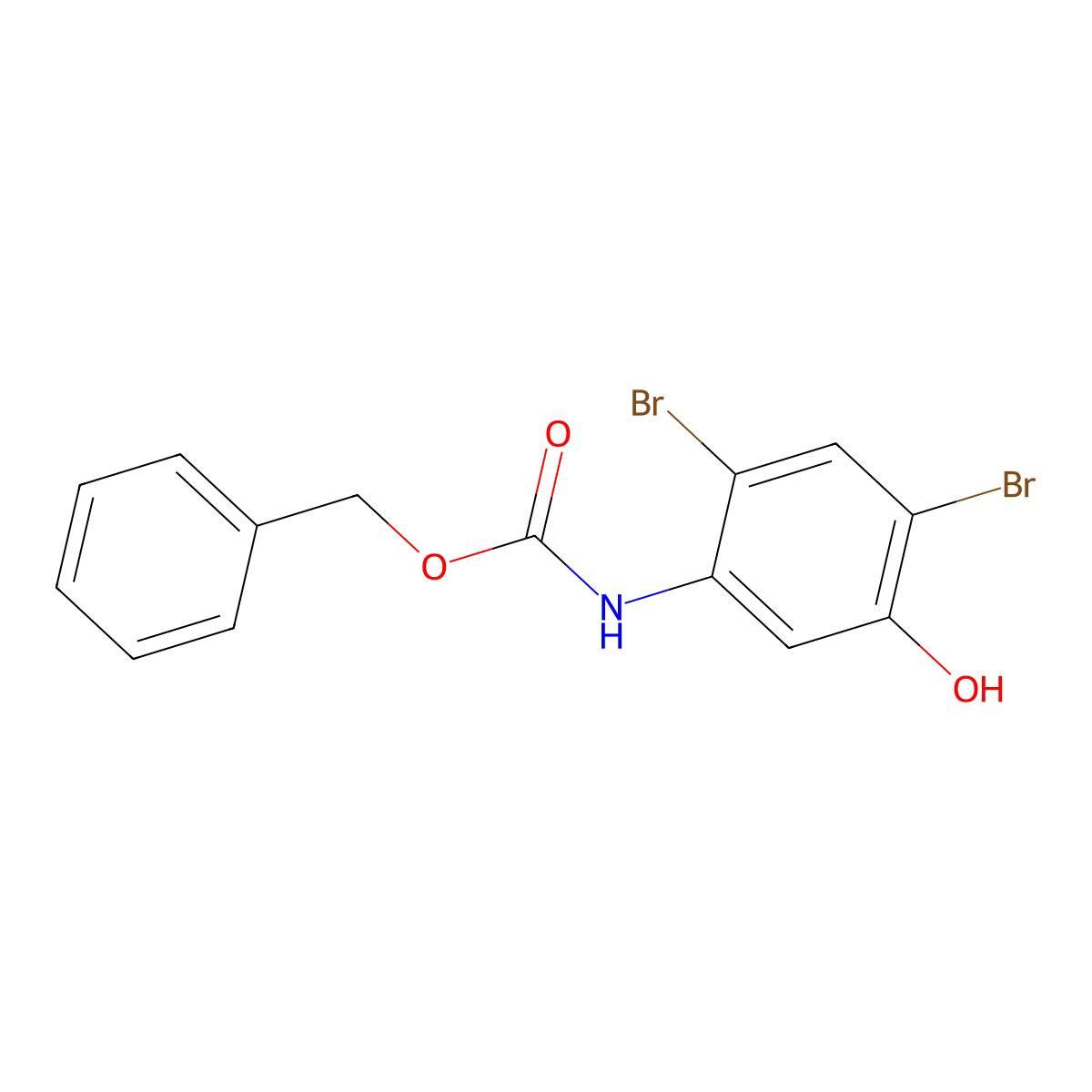 benzyl N-(2,4-dibromo-5-hydroxyphenyl)carbamate molecular structure, CAS 2680834-93-7