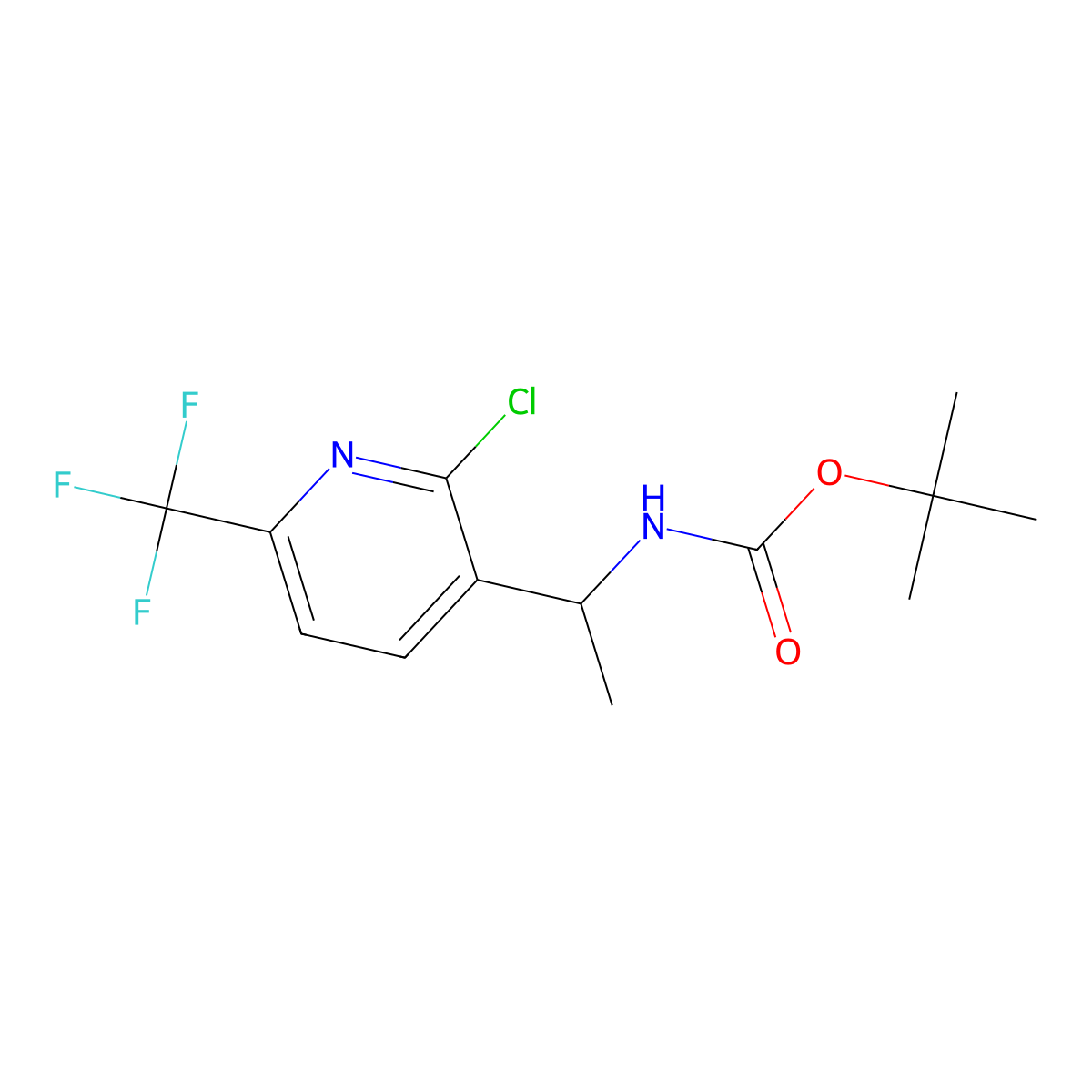 tert-butyl N-{1-[2-chloro-6-(trifluoromethyl)pyridin-3-yl]ethyl}carbamate molecular structure, CAS 2680834-95-9