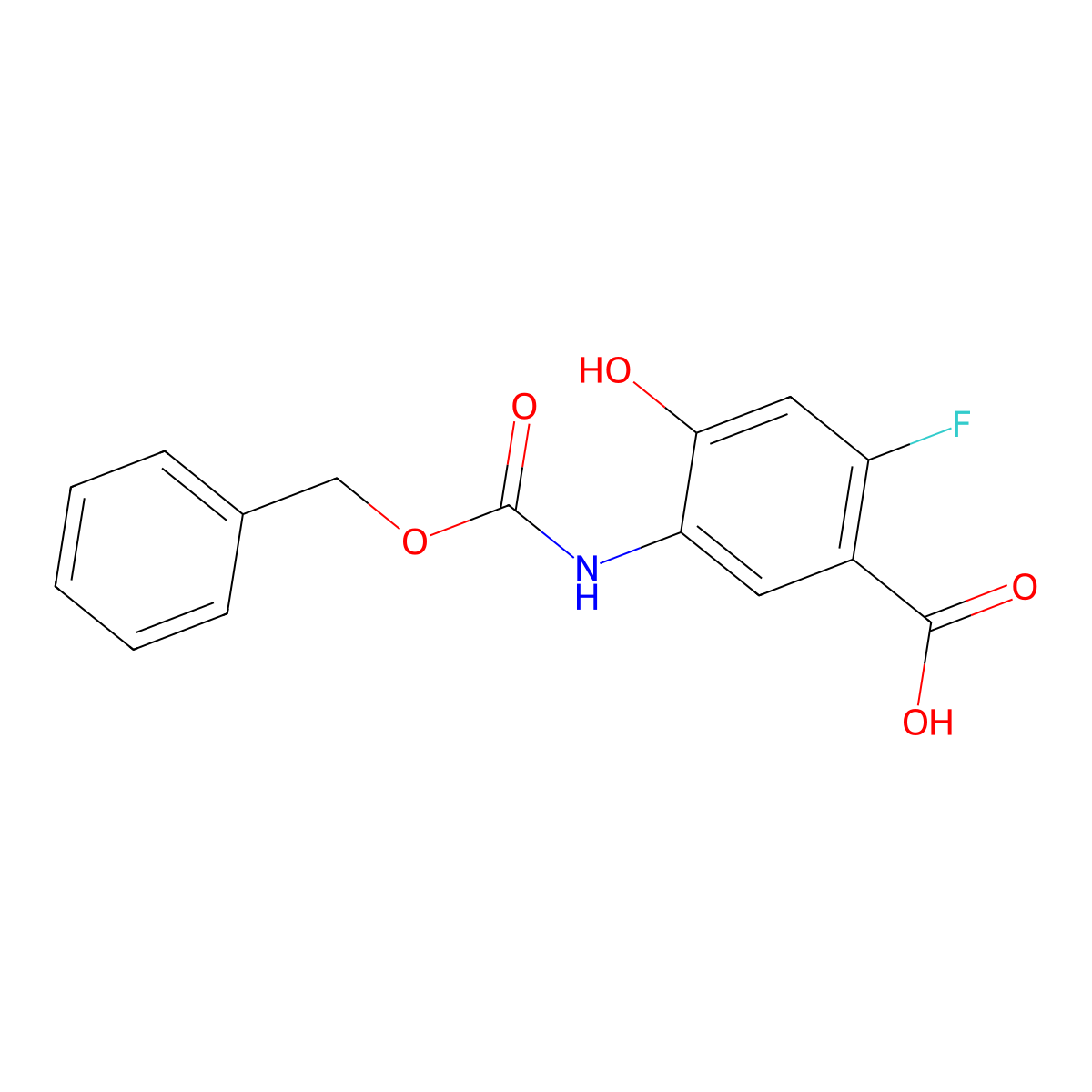 5-{[(Benzyloxy)carbonyl]amino}-2-fluoro-4-hydroxybenzoic acid molecular structure, CAS 2680834-98-2