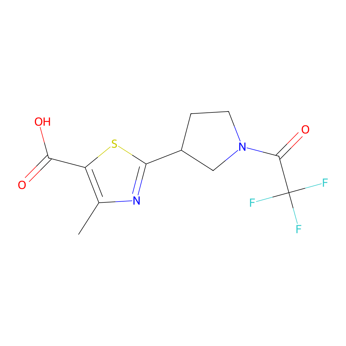 4-Methyl-2-[1-(2,2,2-trifluoroacetyl)pyrrolidin-3-yl]-1,3-thiazole-5-carboxylic acid molecular structure, CAS 2680834-99-3