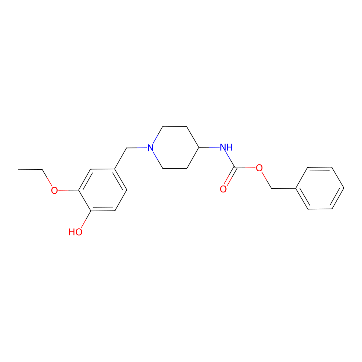 benzyl N-{1-[(3-ethoxy-4-hydroxyphenyl)methyl]piperidin-4-yl}carbamate molecular structure, CAS 2680835-03-2